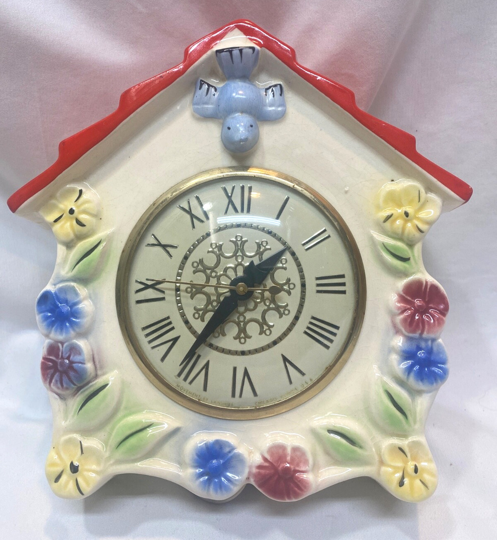 Hull Art Pottery Bluebird Birdhouse Clock Works